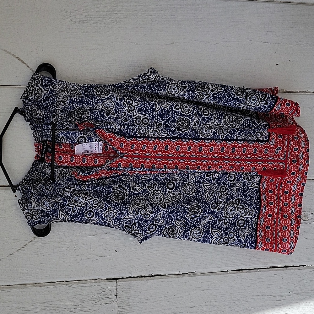 Sleeveless Blue and Red Floral Top Zac & Rachel Christopher Banks  2X
